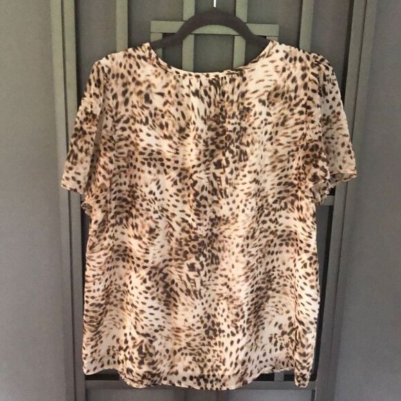 NWT LOFT leopard short sleeve chiffon blouse size M - Picture 5 of 5